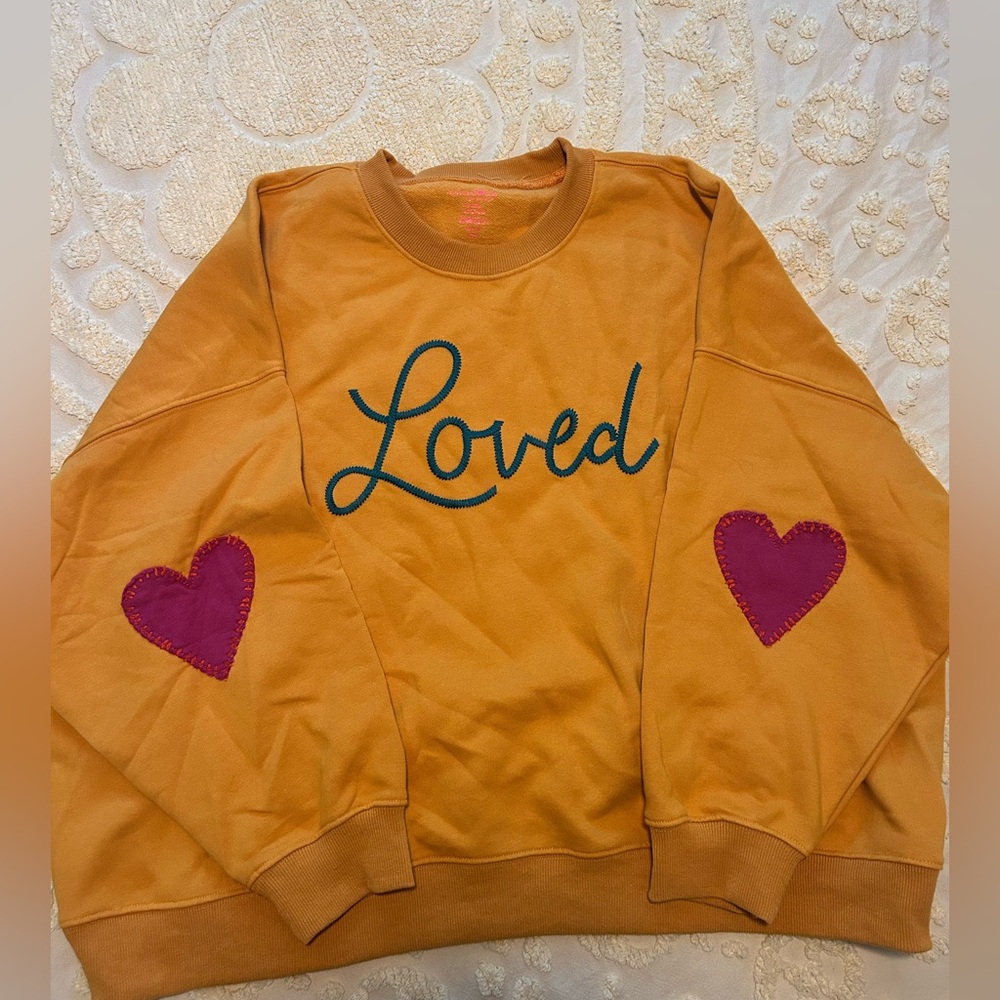 NATURAL LIFE Yellow and Pink Heart Crew Neck Sweatshirt